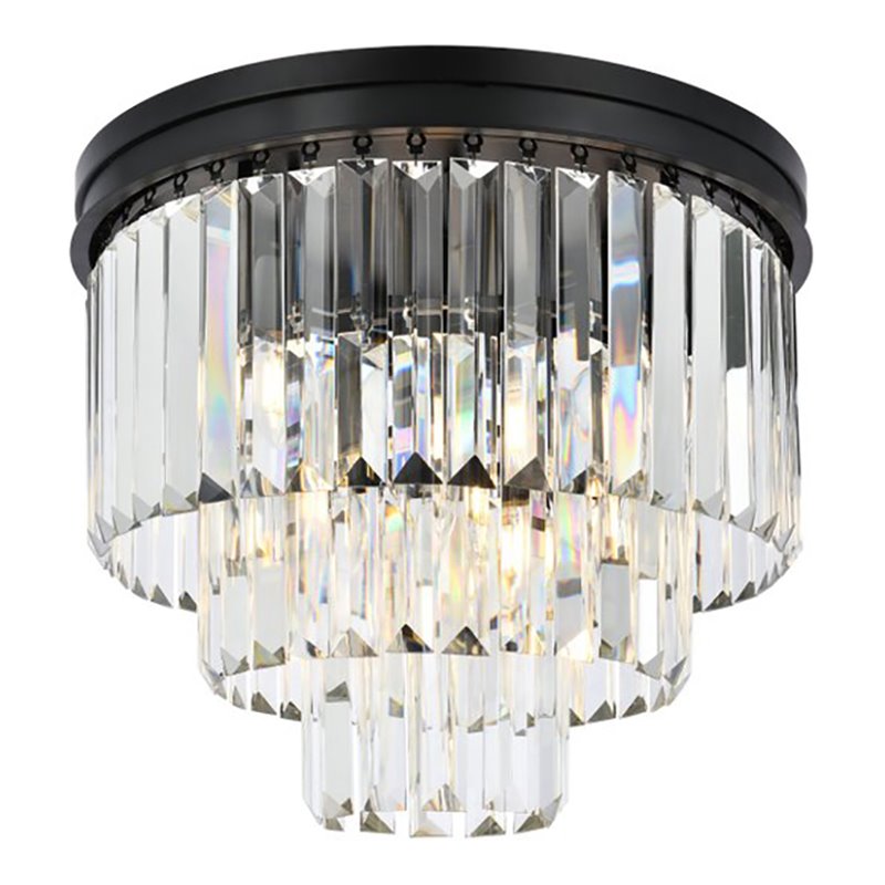 Urban Classic Sydney 9-Light Metal Royal Cut Flush Mount in Matte Black Finish