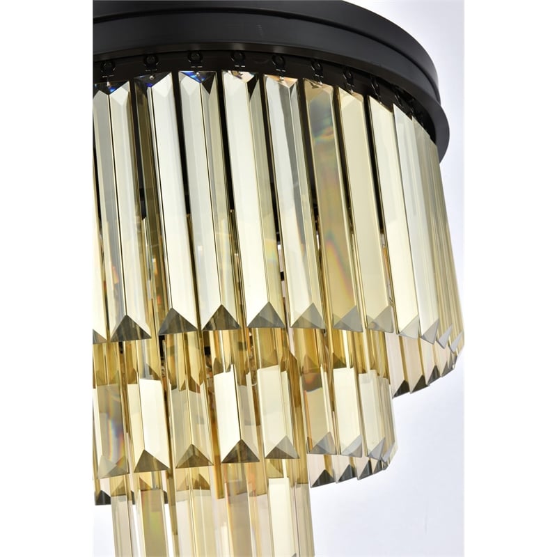 Urban Classic Sydney 9-Light Metal Royal Cut Flush Mount in Matte Black