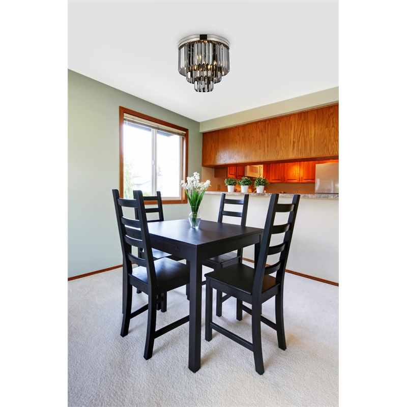 Urban Classic Sydney 9-Light Metal Royal Cut Flush Mount in Matte Black