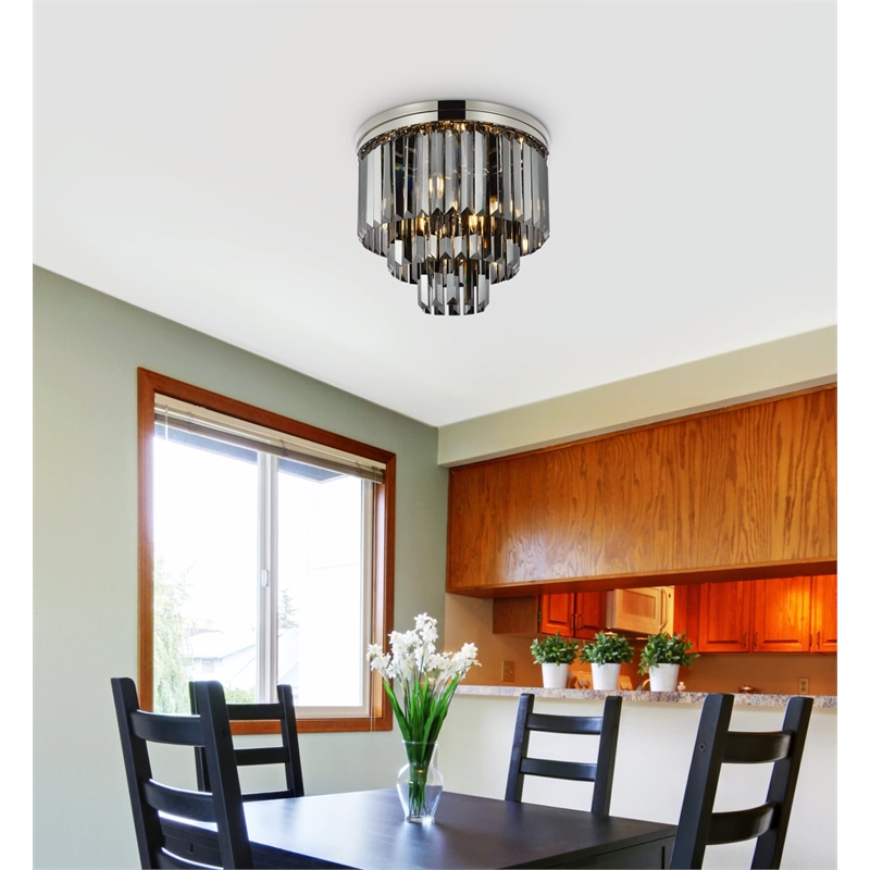 Urban Classic Sydney 9-Light Metal Royal Cut Flush Mount in Matte Black