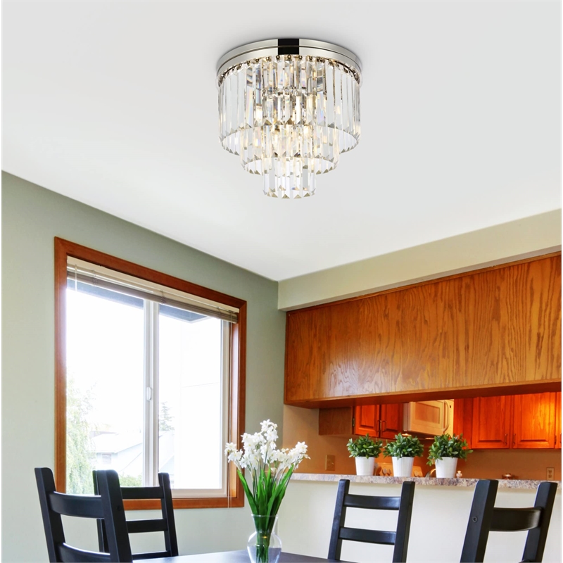 Urban Classic Sydney 9-Light Metal Royal Cut Flush Mount - Polished Nickel