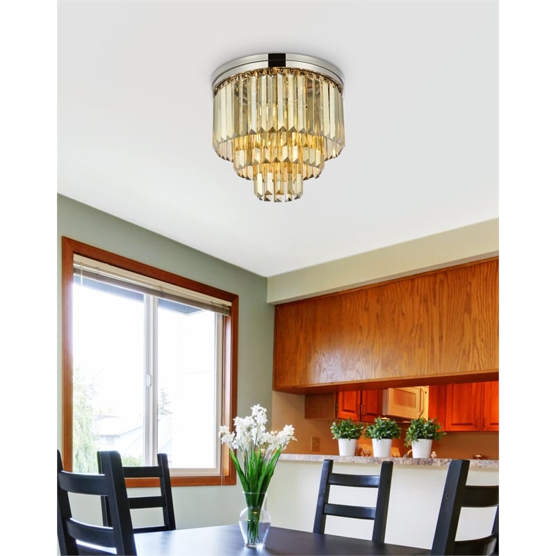 Urban Classic Sydney 9-Light Metal Royal Cut Flush Mount in Polished Nickel