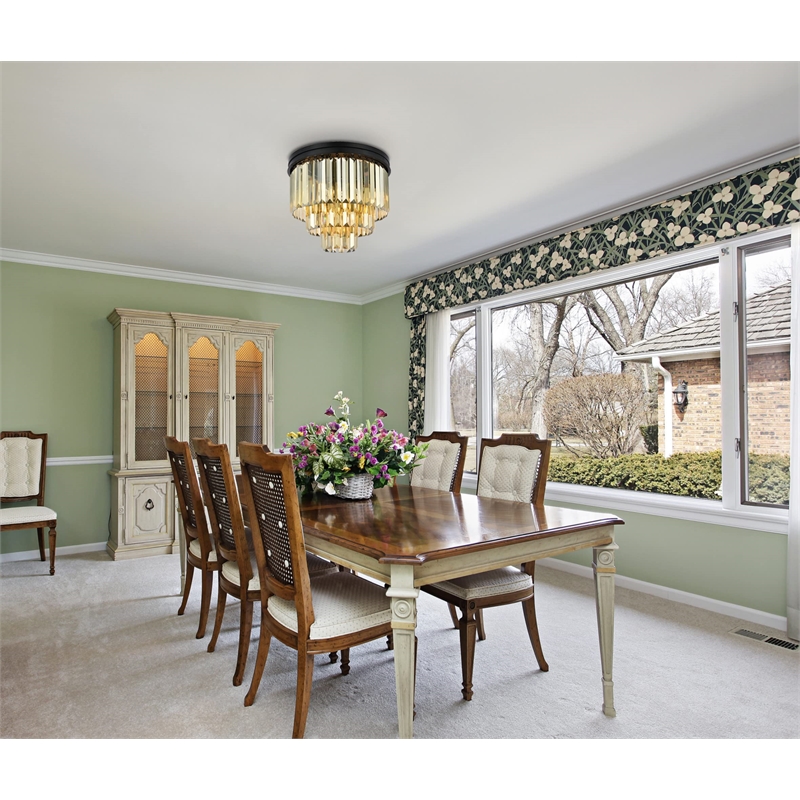 Urban Classic Sydney 9-Light Metal Royal Cut Flush Mount in Polished Nickel