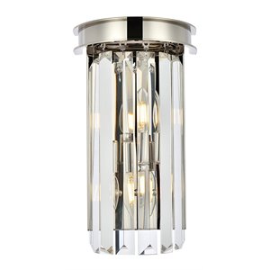 Urban Classic Sydney 2-Light Metal Royal Cut Wall Sconce in Nickel