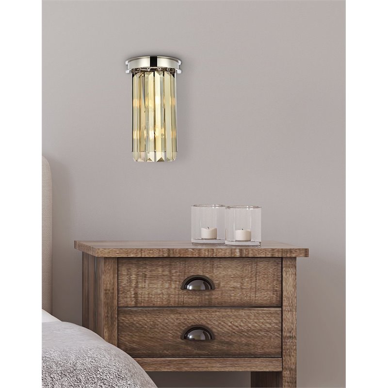 Urban Classic Sydney 2-Light Metal Royal Cut Wall Sconce in Polished Nickel