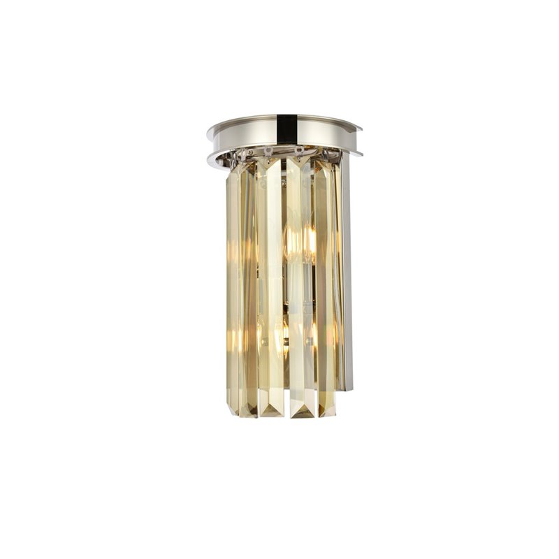 Urban Classic Sydney 2-Light Metal Royal Cut Wall Sconce in Polished Nickel