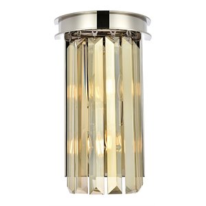 Urban Classic Sydney 2-Light Metal Royal Cut Wall Sconce in Polished Nickel