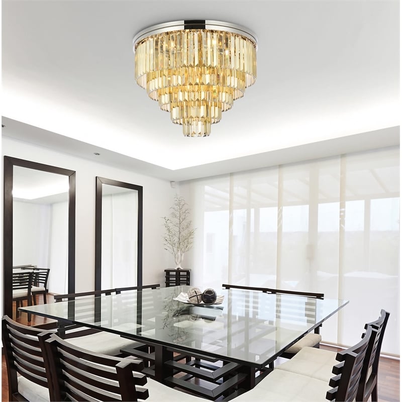 Urban Classic Sydney 17-Light Metal Royal Cut Flush Mount in Matte Black