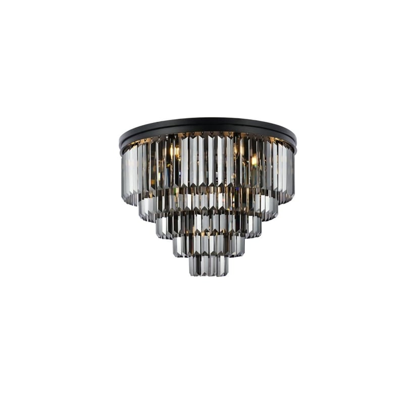 Urban Classic Sydney 17-Light Metal Royal Cut Flush Mount in Black