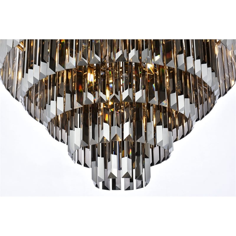 Urban Classic Sydney 17-Light Metal Royal Cut Flush Mount in Black