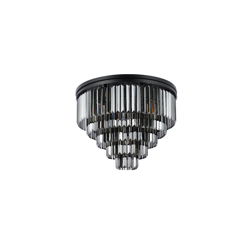 Urban Classic Sydney 17-Light Metal Royal Cut Flush Mount in Black
