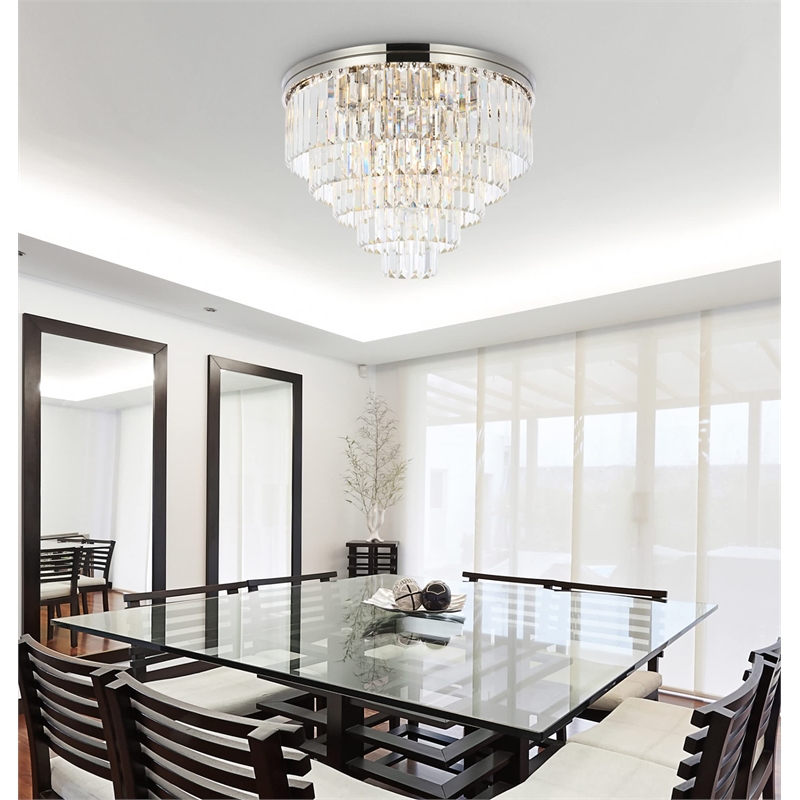 Urban Classic Sydney 17-Light Metal Royal Cut Flush Mount in Nickel