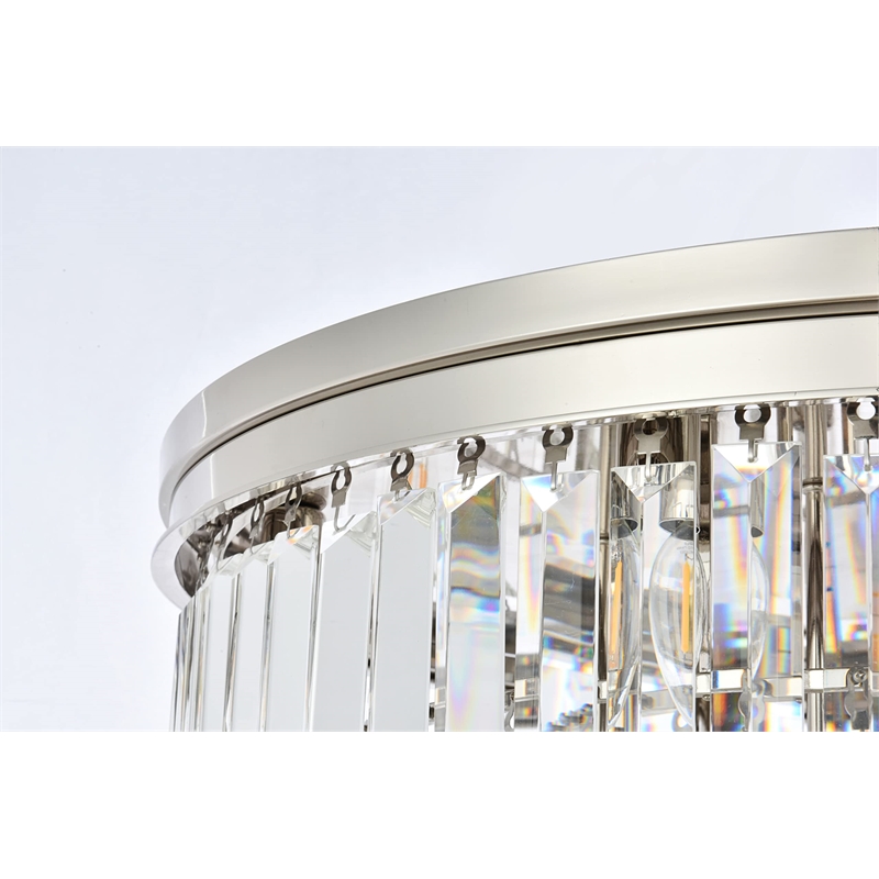 Urban Classic Sydney 17-Light Metal Royal Cut Flush Mount in Nickel