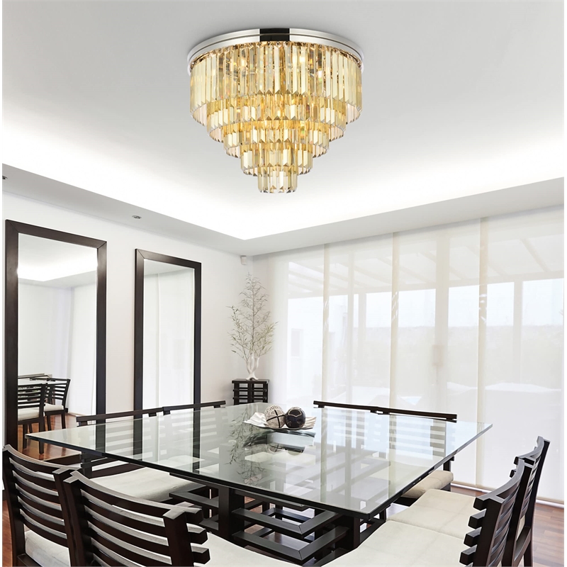 Urban Classic Sydney 17-Light Metal Royal Cut Flush Mount in Polished Nickel