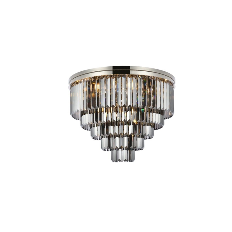 Urban Classic Sydney 17-Light Metal Royal Cut Flush Mount in Polished Nickel