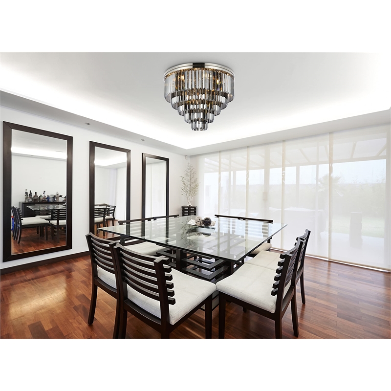 Urban Classic Sydney 17-Light Metal Royal Cut Flush Mount in Polished Nickel