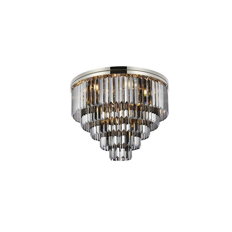 Urban Classic Sydney 17-Light Metal Royal Cut Flush Mount in Polished Nickel