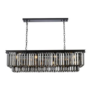 Urban Classic Sydney 12-Light Metal Royal Cut Chandelier in Black Finish