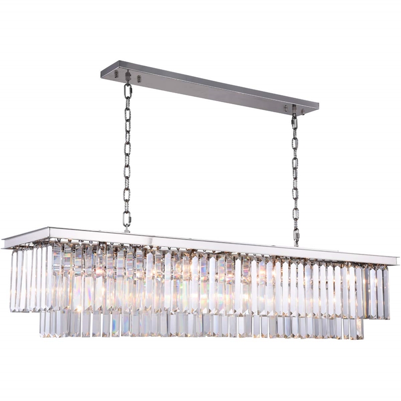 Urban Classic Sydney 12-Light Metal Royal Cut Chandelier in Nickel Finish