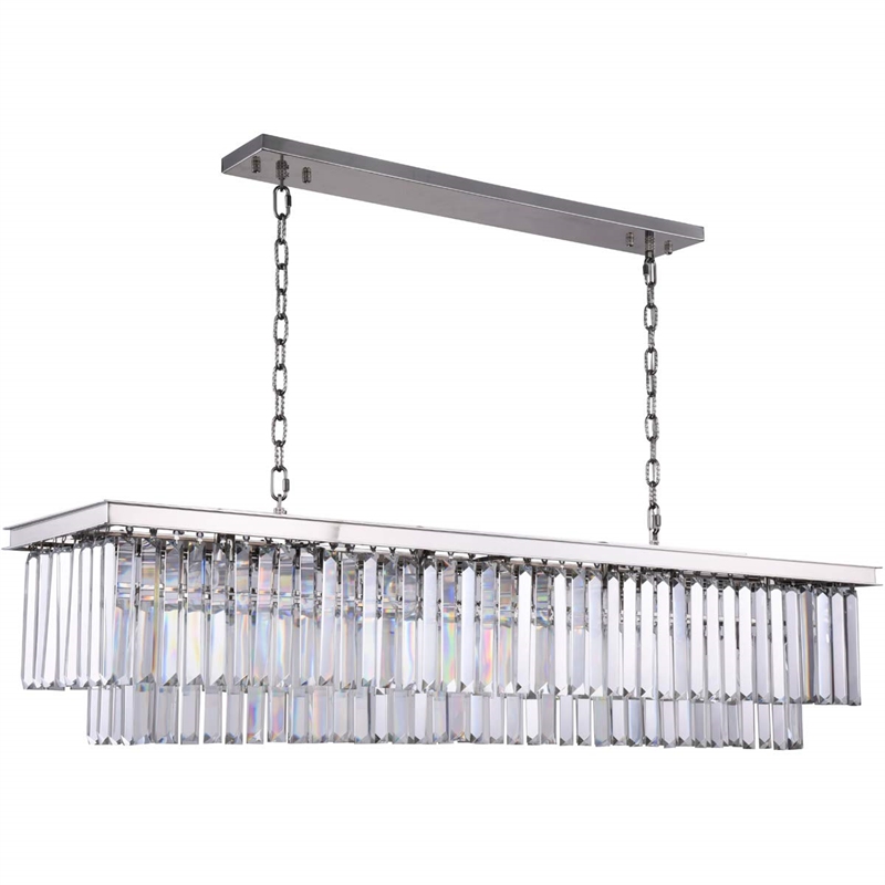 Urban Classic Sydney 12-Light Metal Royal Cut Chandelier in Nickel Finish