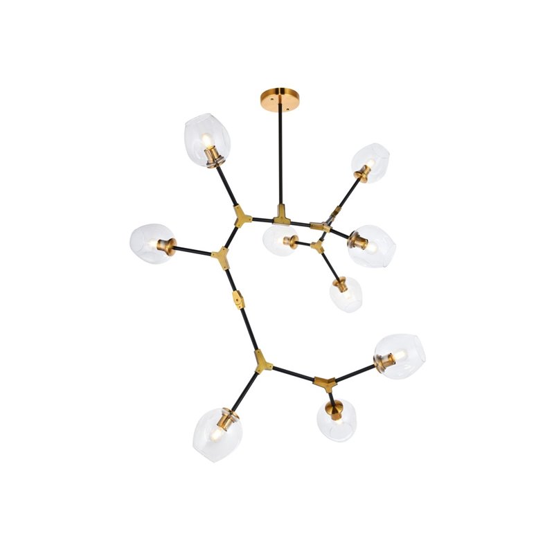 Urban Classic Cavoli 9-Light Metal Pendant in Light Antique Brass/Matte Black