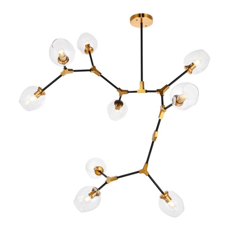 Urban Classic Cavoli 9-Light Metal Pendant in Light Antique Brass/Matte Black