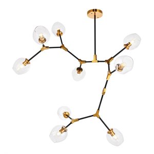 Urban Classic Cavoli 9-Light Metal Pendant in Light Antique Brass/Matte Black