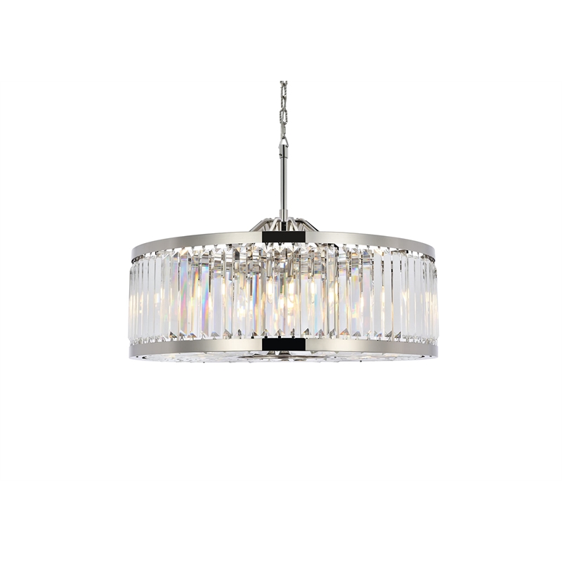 Urban Classic Chelsea 10-Light Metal Royal Cut Chandelier in Nickel Finish