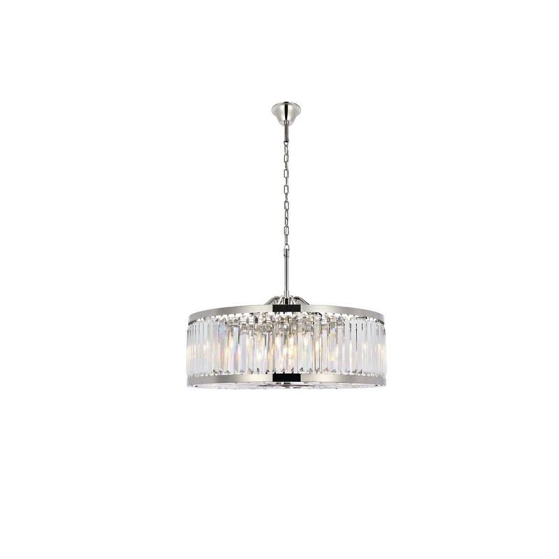 Urban Classic Chelsea 10-Light Metal Royal Cut Chandelier in Nickel Finish
