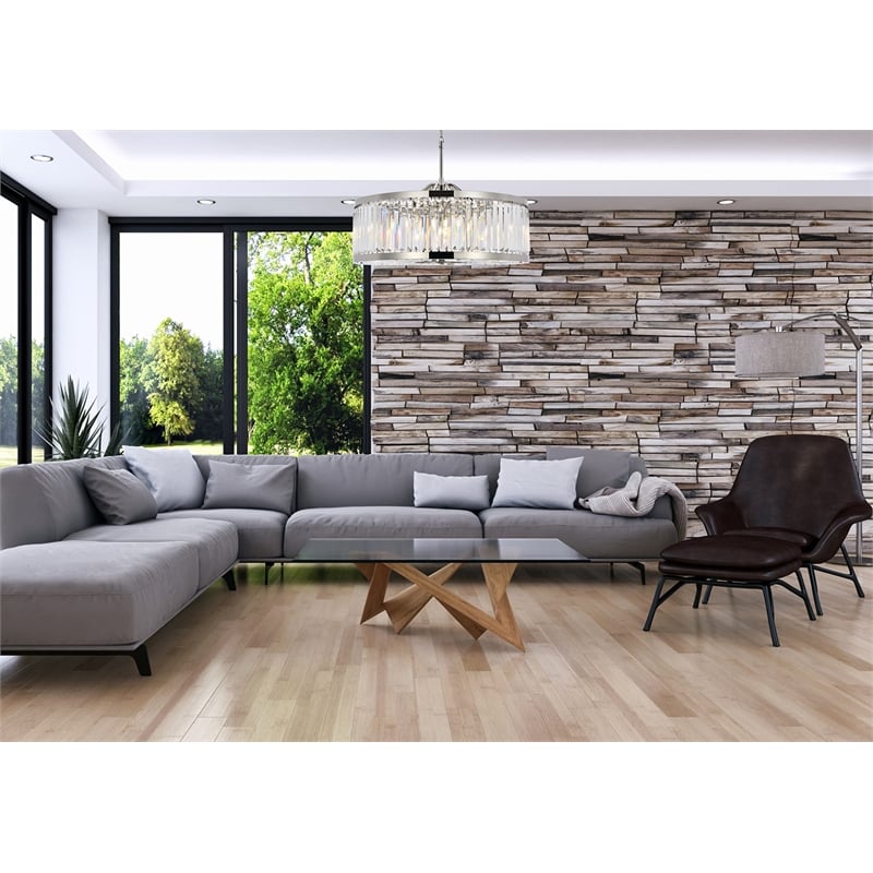 Urban Classic Chelsea 10-Light Metal Royal Cut Chandelier in Nickel Finish