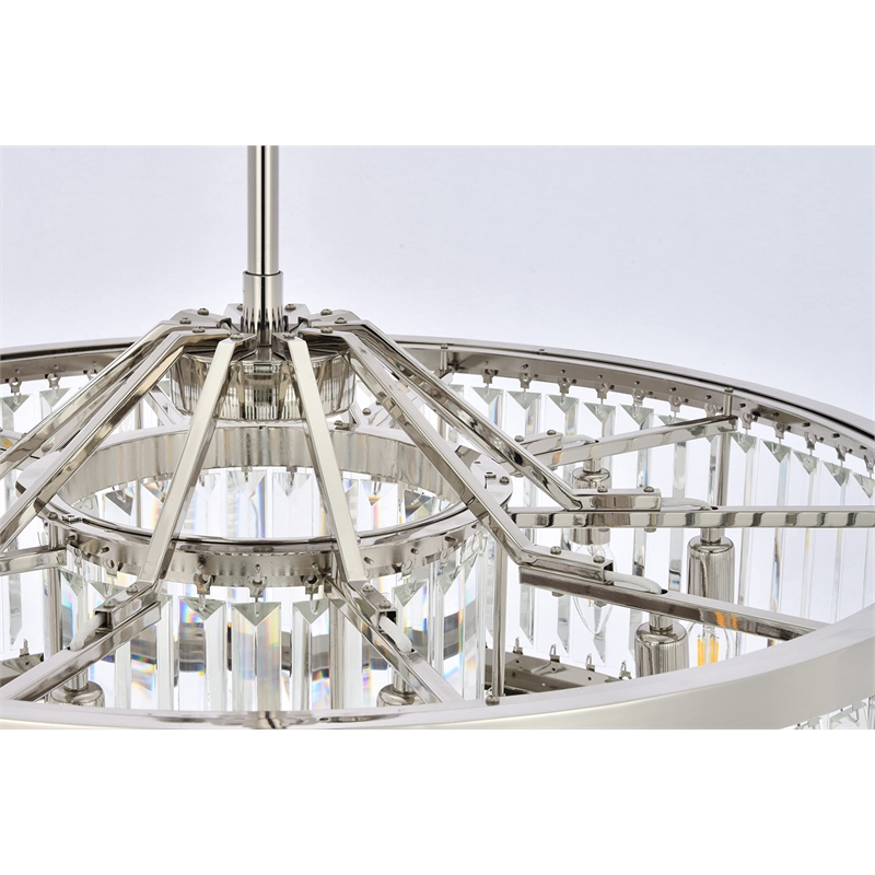 Urban Classic Chelsea 10-Light Metal Royal Cut Chandelier in Nickel Finish