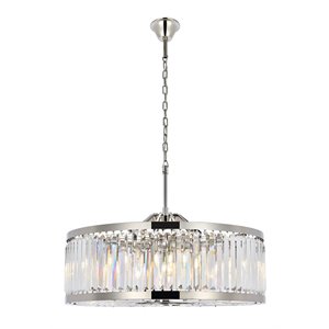 Urban Classic Chelsea 10-Light Metal Royal Cut Chandelier in Nickel Finish