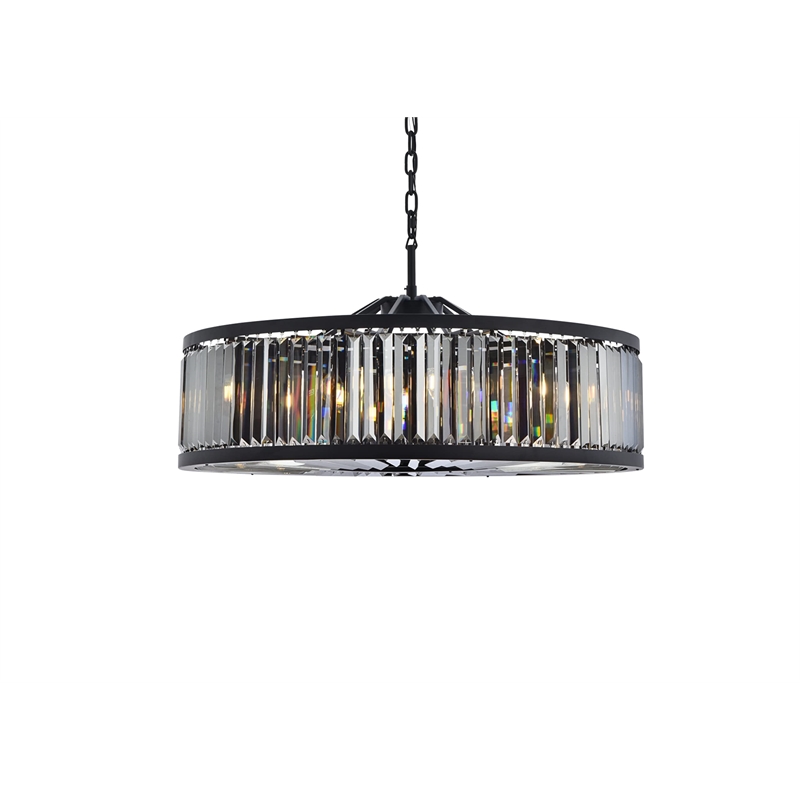 Urban Classic Chelsea 10-Light Metal Royal Cut Chandelier in Matte Black