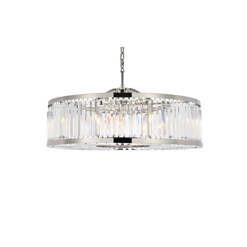 Urban Classic Chelsea 10-Light Metal Royal Cut Chandelier in Polished Nickel