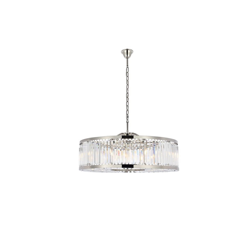 Urban Classic Chelsea 10-Light Metal Royal Cut Chandelier in Polished Nickel