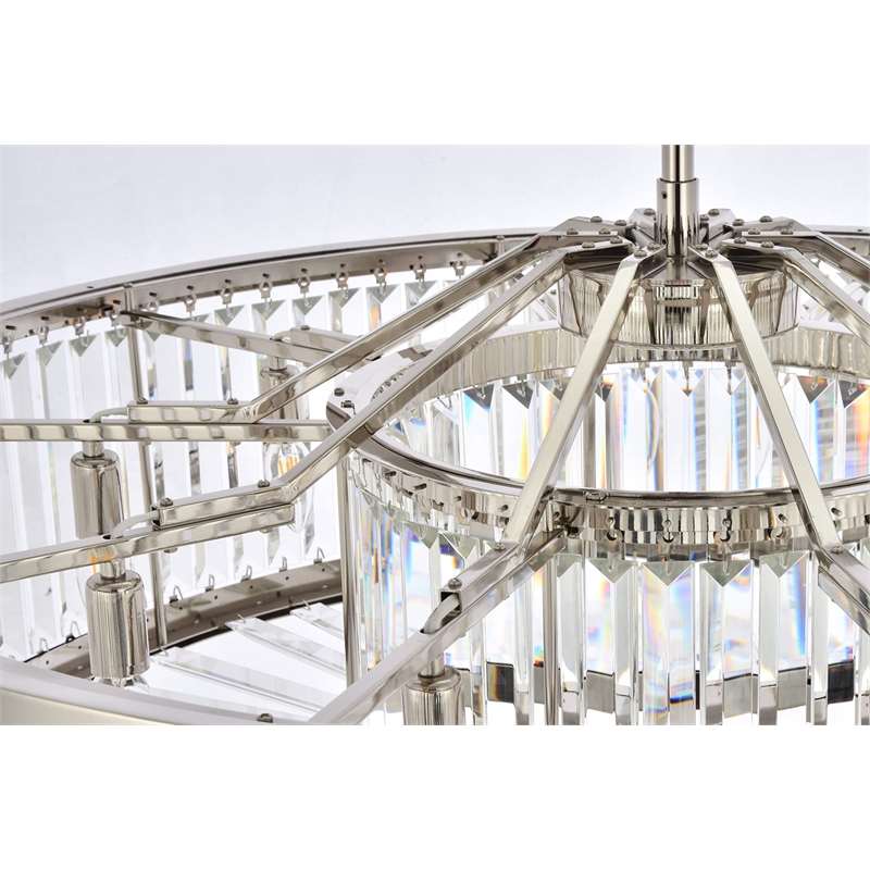 Urban Classic Chelsea 10-Light Metal Royal Cut Chandelier in Polished Nickel