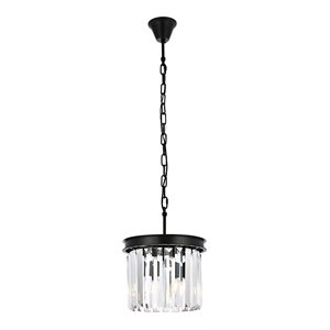 Urban Classic Sydney 3-Light Transitional Metal Royal Cut Pendant in Black