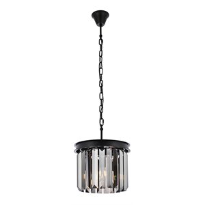 Urban Classic Sydney 3-Light Transitional Metal Royal Cut Pendant in Matte Black