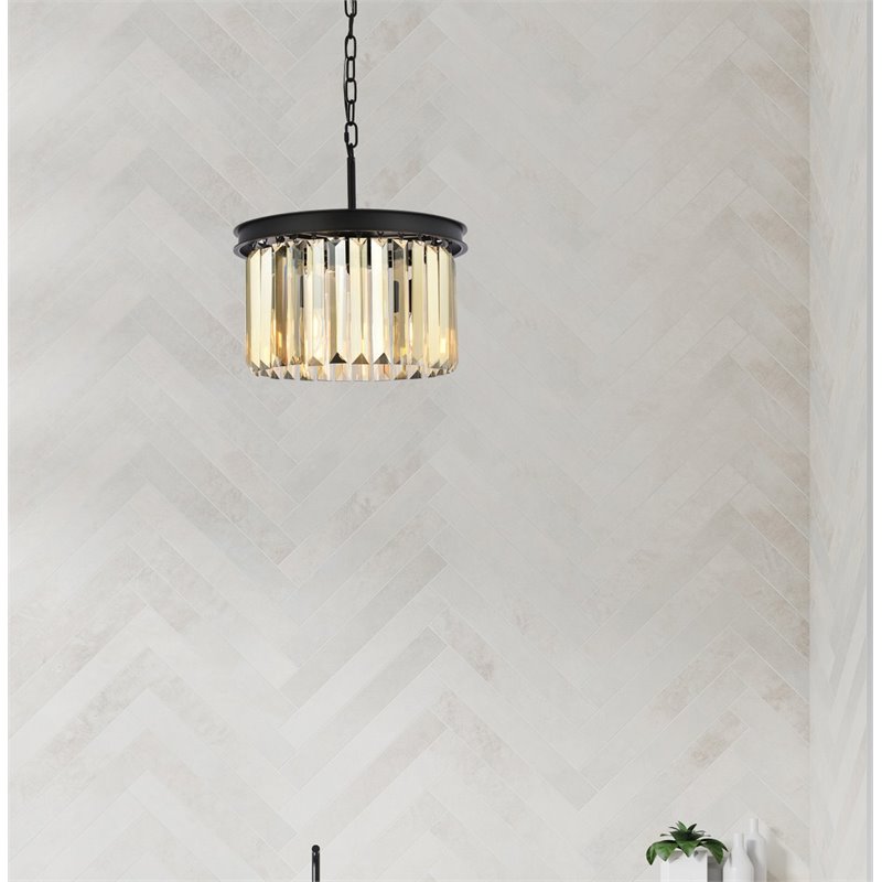 Urban Classic Sydney 3-Light Metal Royal Cut Pendant in Matte Black