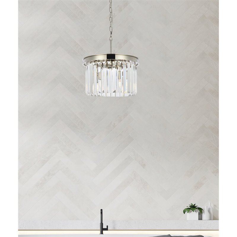 Urban Classic Sydney 3-Light Metal Royal Cut Pendant in Polished Nickel