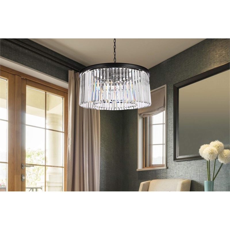 Urban Classic Sydney 8-Light Metal Royal Cut Chandelier in Black