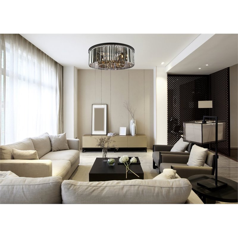 Urban Classic Sydney 10-Light Metal Royal Cut Flush Mount in Matte Black