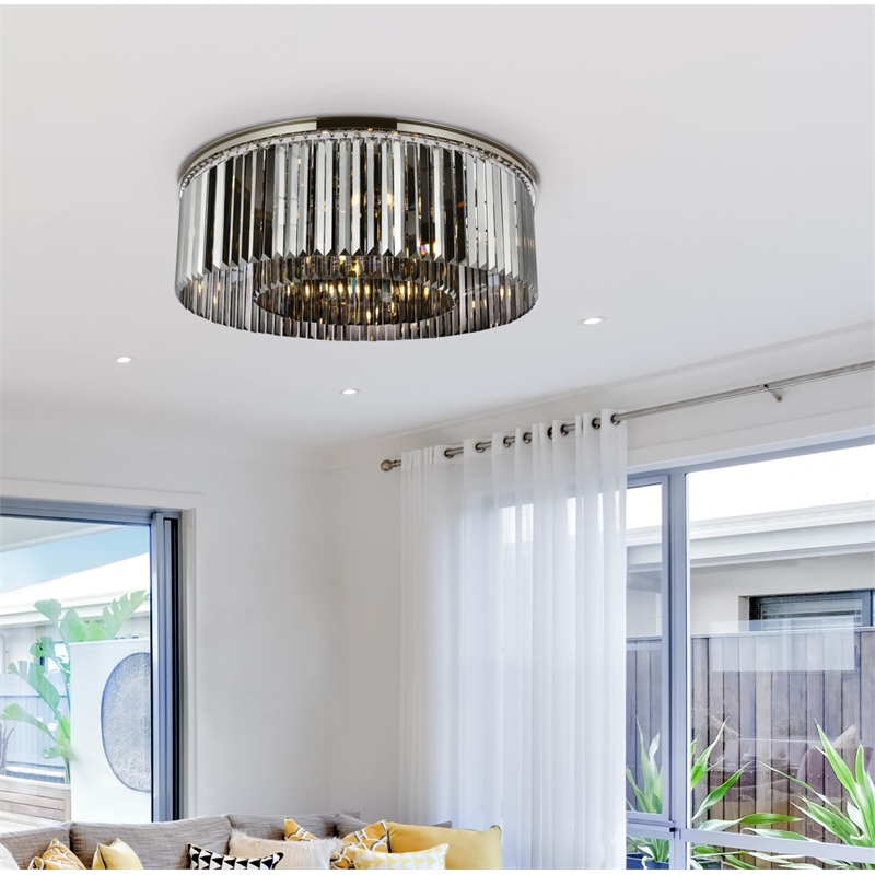 Urban Classic Sydney 10-Light Metal Royal Cut Flush Mount in Polished Nickel