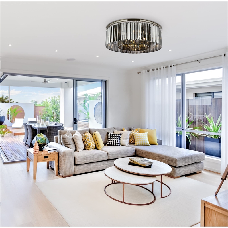 Urban Classic Sydney 10-Light Metal Royal Cut Flush Mount in Polished Nickel