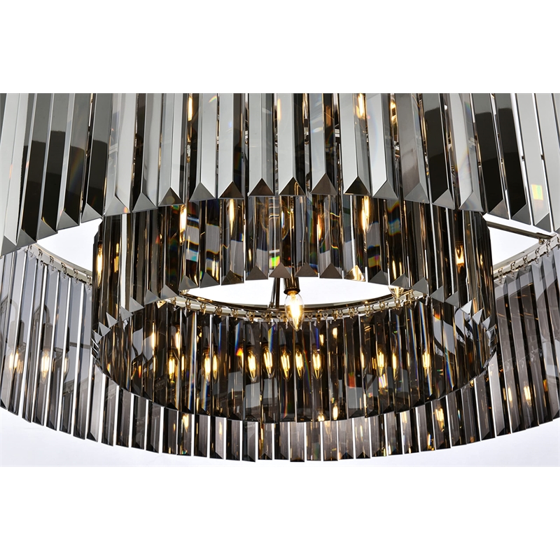 Urban Classic Sydney 10-Light Metal Royal Cut Flush Mount in Polished Nickel