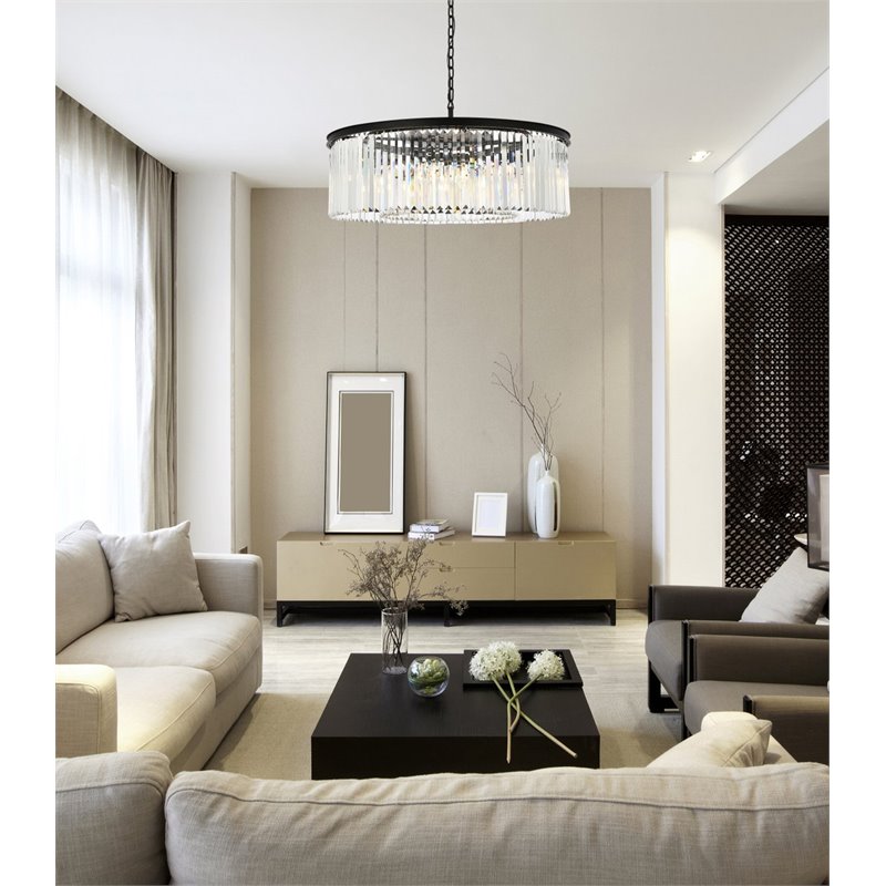 Urban Classic Sydney 10-Light Metal Royal Cut Chandelier in Matte Black