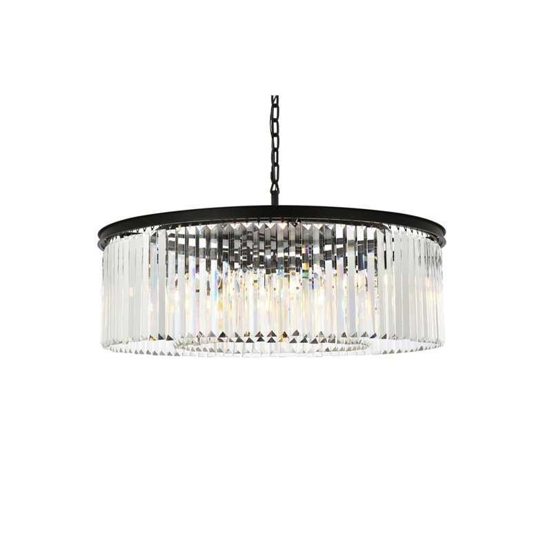 Urban Classic Sydney 10-Light Metal Royal Cut Chandelier in Matte Black