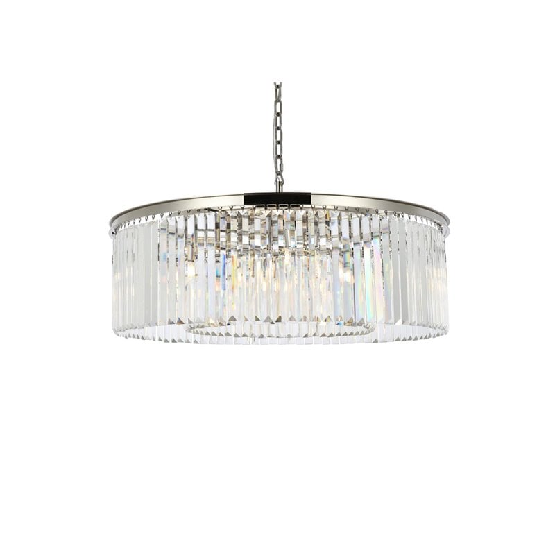 Urban Classic Sydney 10-Light Metal Royal Cut Chandelier in Polished Nickel