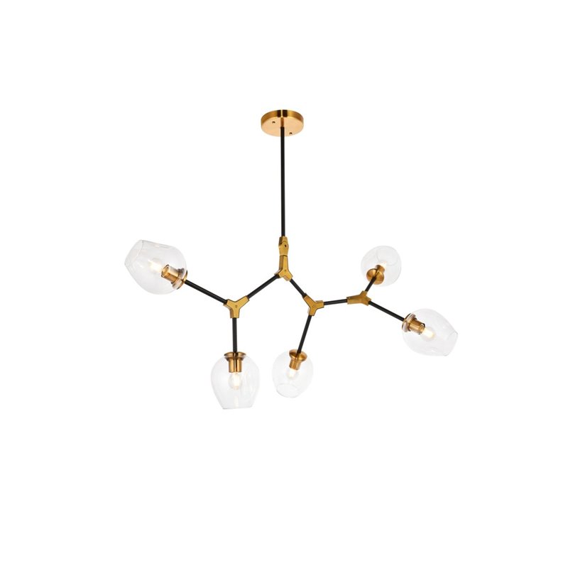 Urban Classic Cavoli 5-Light Metal Pendant in Light Antique Brass/Matte Black