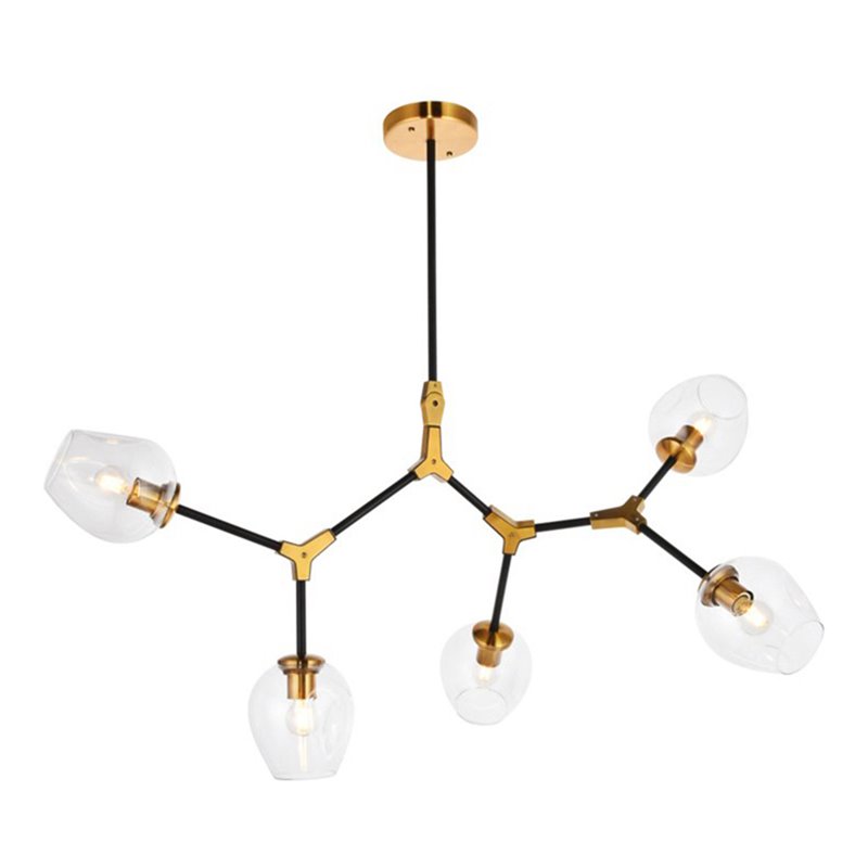 Urban Classic Cavoli 5-Light Metal Pendant in Light Antique Brass/Matte Black